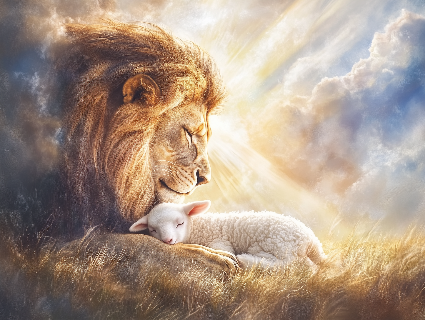 Lion and Lamb Digital Wall Art, Christian Home Decor Printable, Inspirational Spiritual Artwork, Faith and Hope Digital Download